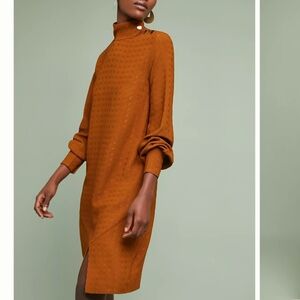 NWT Anthropologie Ottod’Ame Carmen Mock Neck Dress Size 6 In Color Honey